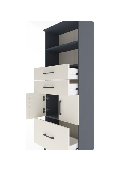 Arges Dolap 3 Raflı 3 Çekmeceli 2 Kapaklı 60x30x163 Antrasit-... Antrasit