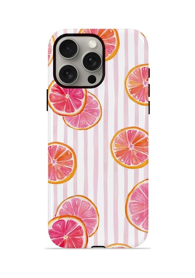 Apple iPhone Uyumlu 15 Pro Max Vorian Çift Katmanlı Magsafe Kılıf Pink Grapefruit Garden