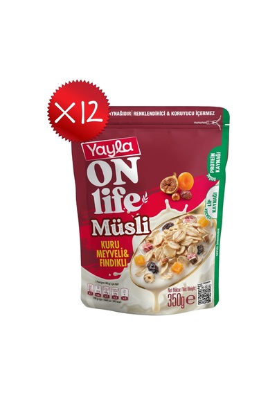 Yayla Onlife Kuru Meyveli Fındıklı Müsli 350 G X12