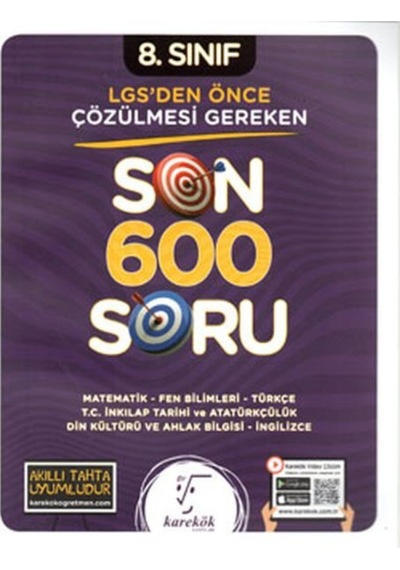 Karekök 8.sınıf Lgs Öncesi Çözülmesi Gereken Son 600 Soru Yeni