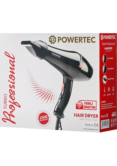 Powertec TR-901 Profesyonel Fön Makinesi + Berber Fön Fırçası