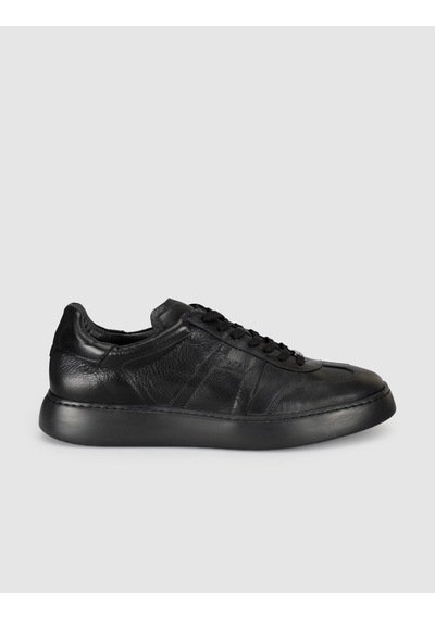 Cabani Siyah Hakiki Deri Erkek Sneaker Ayakkabı