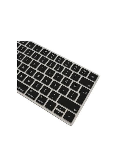 Apple Magic Keyboard 2 Uyumlu A1644 Klavye Koruyucu Türkçe Q Silikon Kapak Ultra İnce 0,3mm Toz, Sıvı & Kir Koruma Şeffaf/siyah