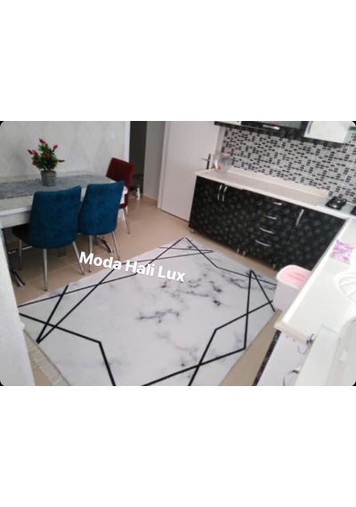Platin Kaymaz Tabanlı Halı Yolluk Makinede Yıkanabilir Siyah