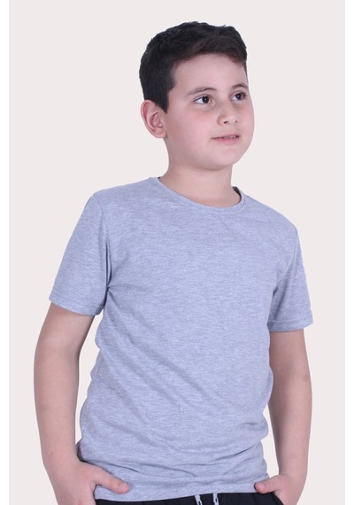 Fyk Kids Düz Model Farklı Renk Seçeneği Ile Unisex Çocuk Tişört Gri