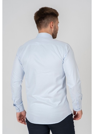 White Stone Verona Pamuklu Regular Fit Düz Gömlek Buz Mavisi