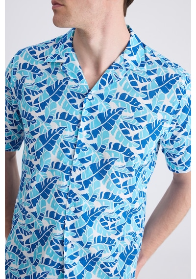 Twn Slim Fit Mavi Baskılı %100 Pamuklu Gömlek 2ec02ap313130 Çok Renkli