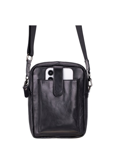 Bloominbag Bloombag Obsidian Black Hakiki Deri Crossbody Çanta Siyah