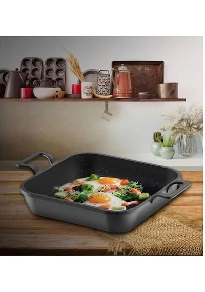 Eda Kare Döküm Sahan Siyah 22 CM Zk-974