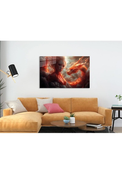 Es10 Es10 SN Ateşin Uyanışı Cam Tablo Hediyelik Büyük Tablo Ev Ofis Dekoru