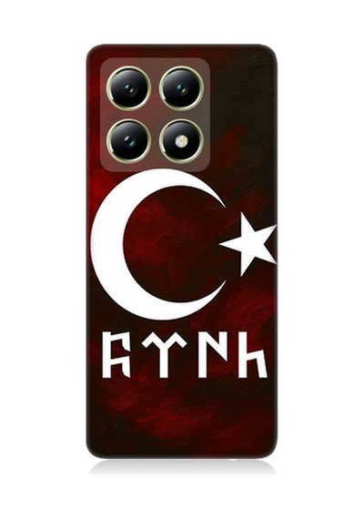 Xiaomi 14t Pro Uyumlu Göktürk Ay Yıldız Kompozisyonu Desenli Silikon Kılıf Çok Renkli