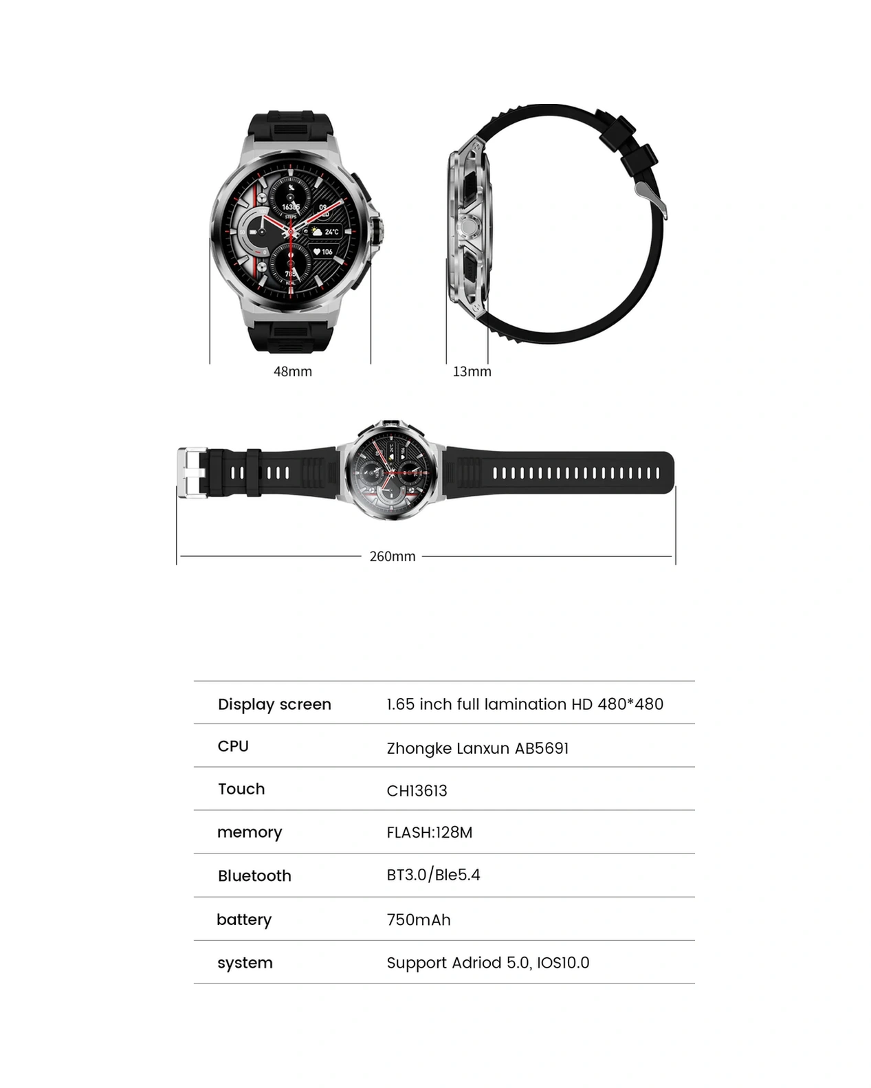 Kalobee SK43 1.65" 48 MM Amoled Ekran Akıllı Saat + 3 Kordon (İthalatçı Garantili)