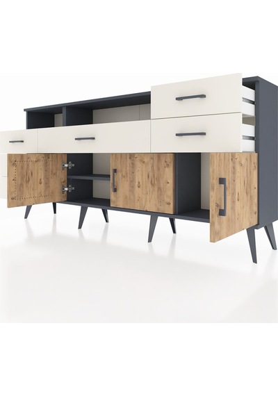 Arges Konsol 3 Raflı 6 Çekmeceli 3 Kapaklı 176x30x83 Antrasit-çam/aytaşı Çam/aytaşı Arges Konsol 3 Raflı 6 Çekmeceli 3 Kapaklı 176x30x83 Antrasit-çam/aytaşı Çam/aytaşı