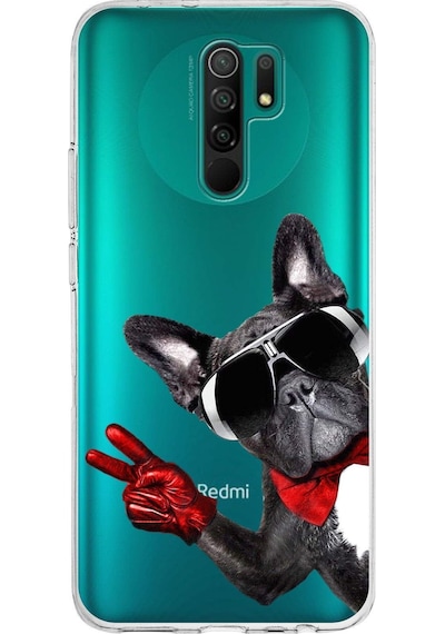 Xiaomi Redmi 9 İle Uyumlu 1mm Slim Fit Köpek 2 050e Baskılı Şeffaf Kılıf Şeffaf