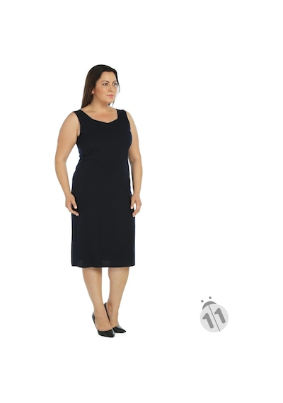 Nidya Moda Büyük Beden Krep Elbise-4065Kl Lacivert