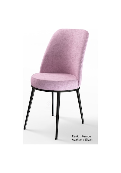 Canisa Concept Dexa Serisi Pembe Renk 4 Adet Sandalye, Renk Pembe, Ayaklar Siyah Pembe