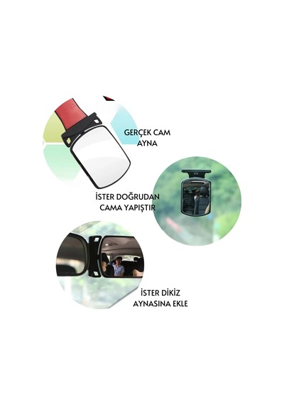 Kdot Bebek Araç İç Dikiz Aynası, 360 Ayarlanabilir, 8x6 Cm, Kırılmaz Abs Ve Cam