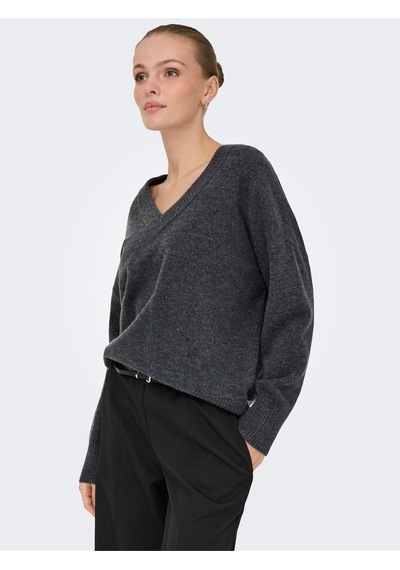 Only Onlmarı Ls Loose V-neck Knt Kadın Gri Kazak - 15360940 Gri