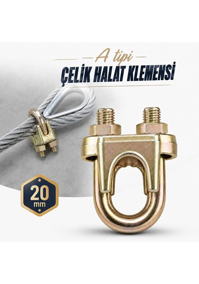 Çelik Halat Klemensi 20 Mm Somunlu A Tipi İskota İpi Sıkma Sabitleme Bağlama Halat Kelepçesi Aparatı