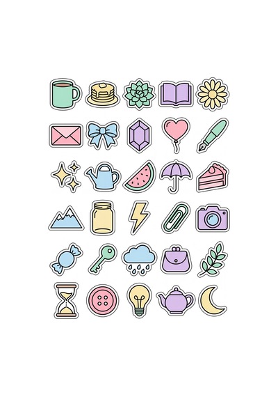 Scrapbook Planner Pastel Sticker Seti 150 Adet - 5'li Mega Paket - Laptop Defter Ajanda Etiketi Çok Renkli
