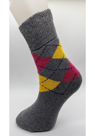 Socks Premium Termal 6 Çift Kadın Ekoseli Ekstra Kalın Tam Havlu Sıkmayan Lastikli Kışlık Çorap Siyah Lacivert Gri