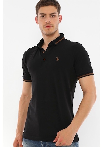 T8586 Dewberry Erkek Polo Yaka T-shırt-siyah Siyah