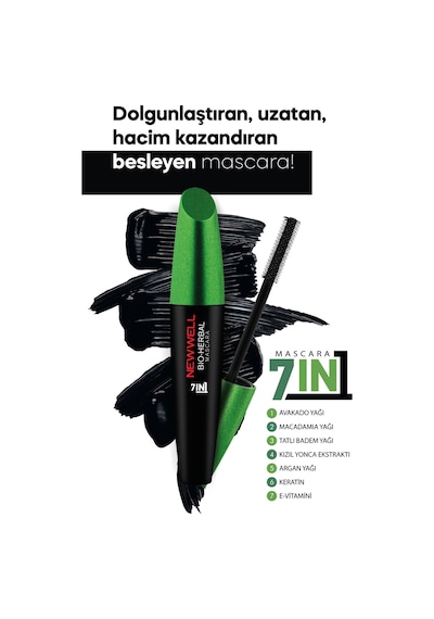 New Well Bio-Herbal 7In1 Bitkisel Mascara Siyah