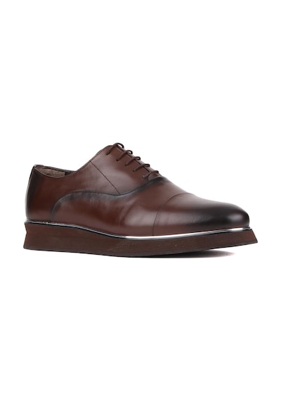 Shoetyle - Kahverengi Deri Bağcıklı Erkek Klasik Ayakkabı 250-2030-785-kahverengi Kahverengi
