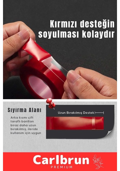 Premium Ekstra Güçlü Çok Amaçlı Çift Taraflı Tamir Dış Mekan Montaj 2mt Silikon Şeffaf Bant 2 Adet