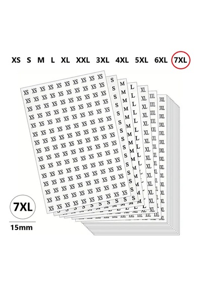 7xl Yapışkanlı Çapı-15mm Yuvarlak Beden Etiketi 300 Adet 300