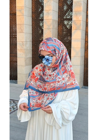 Qalortex Scarf Pamuklu Piraye Desen Eşarp - Turkuaz