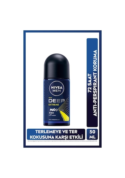 Nivea Men Deep Extreme Maxxtech 72 Saat Erkek Roll-On Deodorant 50 ML
