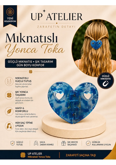 Mıknatıslı Kemik Kalp Toka 5,5cm Mavi