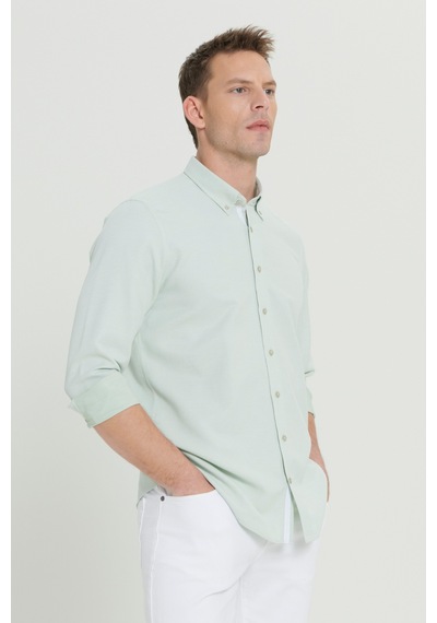 AC&Co / Altınyıldız Classics Erkek Yesıl Slim Fit Dar Kesim Klasik Yaka Pamuklu Armürlü Gömlek Yesıl Yeşil AC&Co / Altınyıldız Classics Erkek Yesıl Slim Fit Dar Kesim Klasik Yaka Pamuklu Armürlü Gömlek Yesıl Yeşil