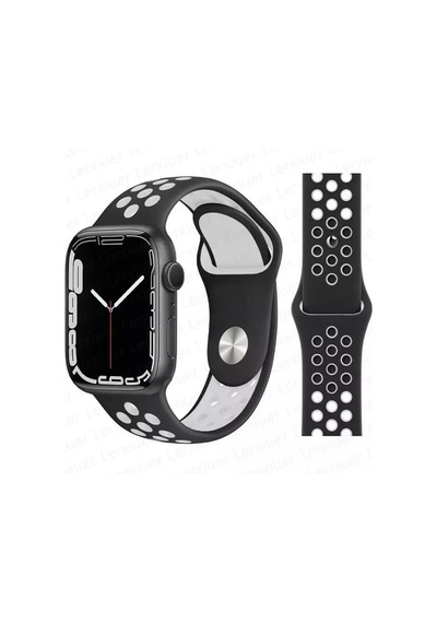 Apple Uyumlu  Watch 9-8-7-6-5-4-3-se-ultra-ultra 2 / 42-44-45-49 Mm Delikli Silikon Spor Kordon
