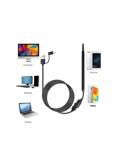 Kulak Temizleme Aracı Kaşık Hd Kamera Aracı Usb Tipi C Soket Win