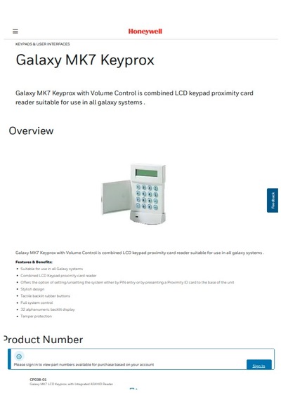 Keypad, Galaxy Uyumlu Mk7 Keyprox Ses Kontrollü, Tüm Galaxy Uyumlu Sistemlerind