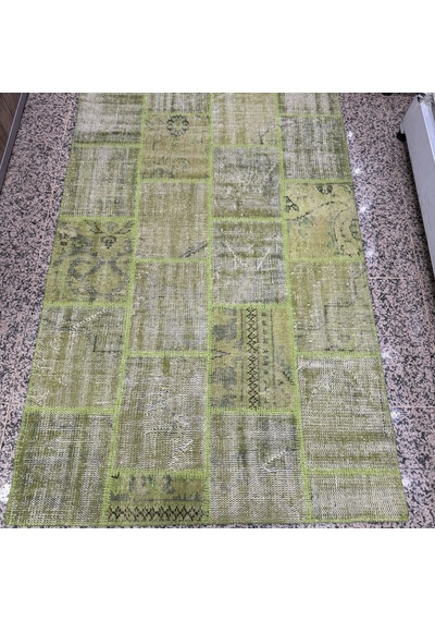 Hoom Rugs Antik Patchwork Yeşil El Dokuma Kilim Yeşil
