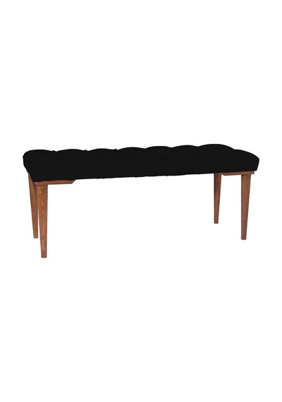 Gazzini Classic Retro Gürgen Ayak Chester Model Kapitoneli Siyah Puf Bench - Ceviz Ayak