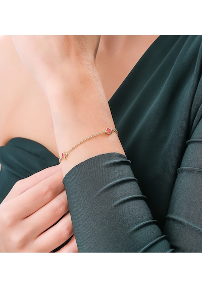 14 Ayar Altın Yonca Model Bileklik Kırmızı Yonca Sarı Altın
