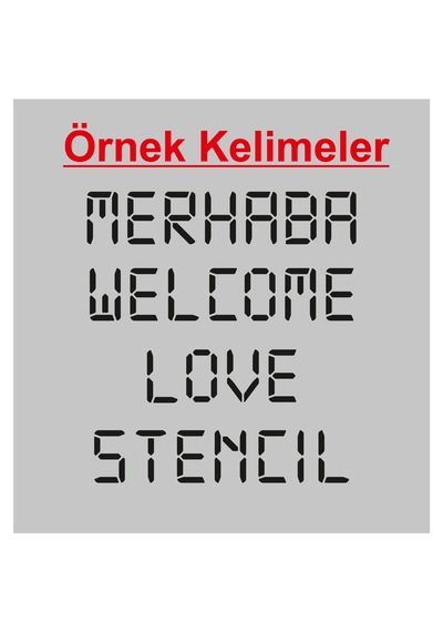 Stencil Harf Boyama Şablonu X067 Harf Yüksekliği 5 Cm