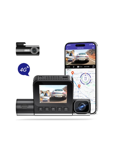 S58 4g Sim Kartlı Ticari Yönetmelik Uyumlu 4k 3 Kameralı Araç Kamerası - Sos Butonlu