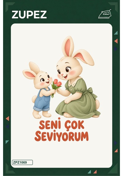 Seni Çok Seviyorum 19x25 Cm Ütüyle Uygulanan Baskı Zpz1069 - 928157368