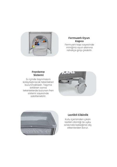 Kanz Siesta+plus Anne Yanı Park Yatak Füme