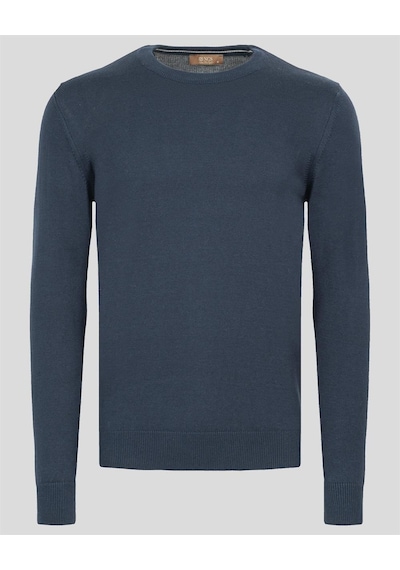 Erkek Bisiklet Yaka Triko Slim Fit Pamuklu Kazak Ncs Jeans 3002-Lacivert