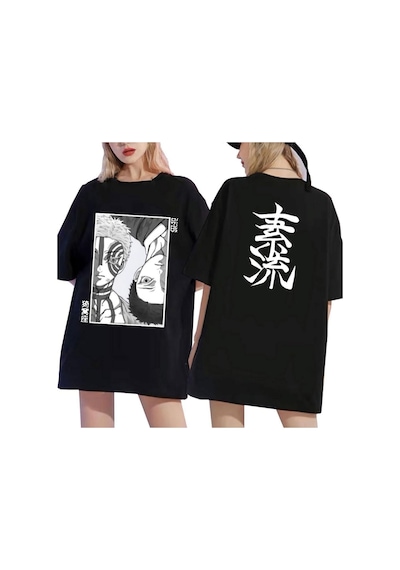 Noıssey Kırmızı Etiket Gala Anime Akaza Üst Ay Üç Şeytan Avcısı T-shirt 10323 Siyah
