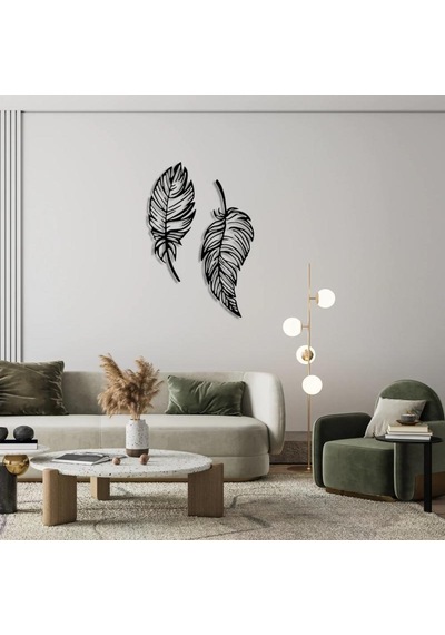 Feathers Metal Tablo Siyah