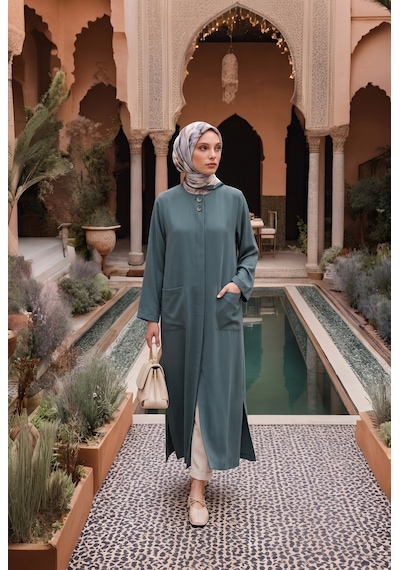 Armine Trend Düğme Detaylı Beli Lastikli Ve Kuşaklı Cepli Giy Çık Mint 26yt517
