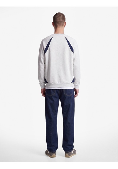 Koton Renk Bloklu Bisiklet Yaka Uzun Kollu Baskılı Sweatshirt Gri 7wam70027mk