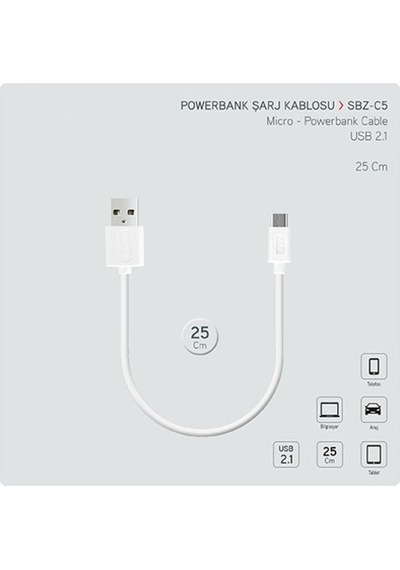 Htc LG Uyumlu Sony Micro Usb Şarj Kablosu Powerbank Için 25Cm